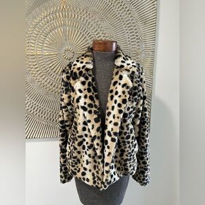 WILD PEARL Leopard Print Faux Fur Jacket-XXS (runs large)